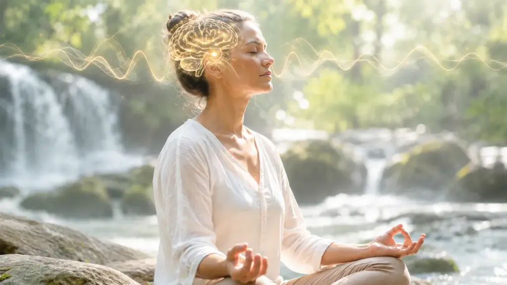 Alpha brain waves meditation visualised as 8–12 Hz brainwave activity